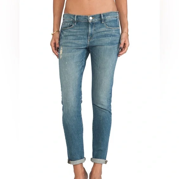 🌹Frame Denim Le Garcon Mid Rise Distressed Slim Boyfriend Jeans Womens NWT - Picture 5 of 15